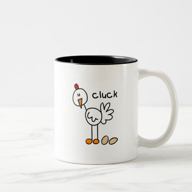 Stick Figure Chicken Tshirts and Gifts Two-Tone Coffee Mug (Right)