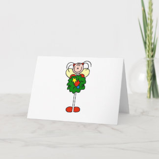 Stick Figure Christmas Wreath Girl Holiday Card