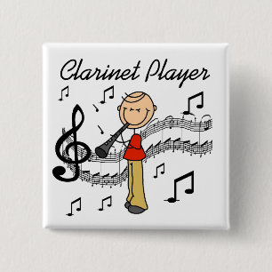 Stick Figure Clarinet Player Tshirts and Gifts 15 Cm Square Badge