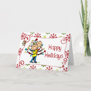 Stick Figure Couple Christmas Holiday Card