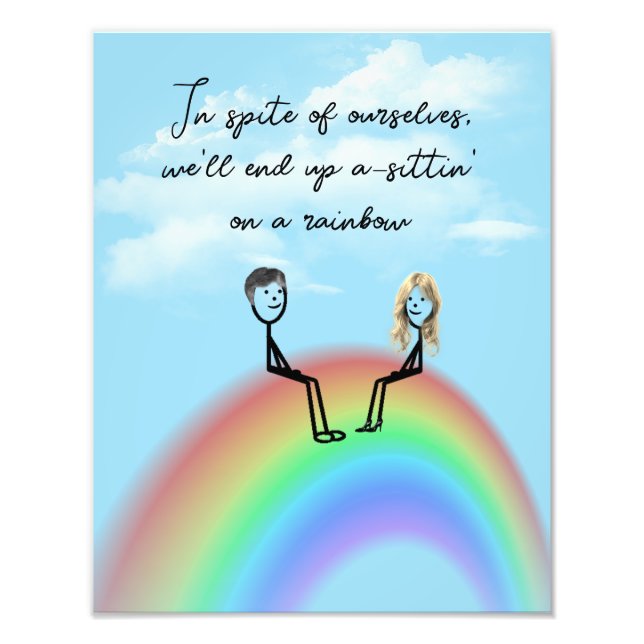 Stick Figure Couple On a Rainbow Photo Print (Front)