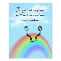 Stick Figure Couple Sitting On a Rainbow