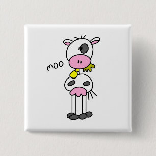Stick Figure Cow T-shirts and GIfts 15 Cm Square Badge
