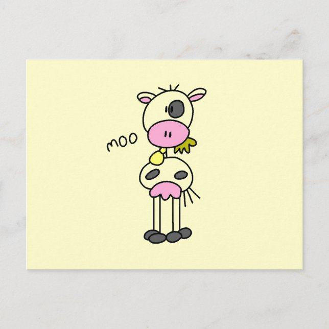 Stick Figure Cow T-shirts and GIfts Postcard (Front)
