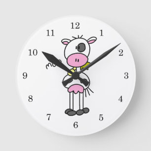 Stick Figure Cow T-shirts and GIfts Round Clock