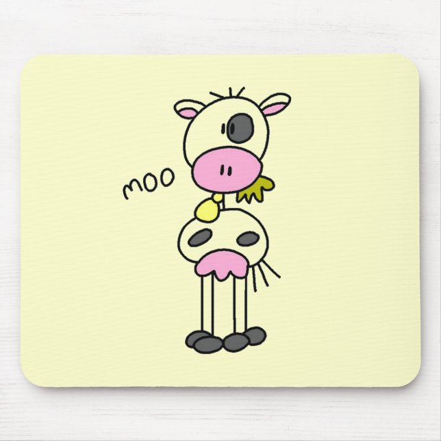 Stick Figure Cow Tshirts and Gifts Mouse Pad (Front)
