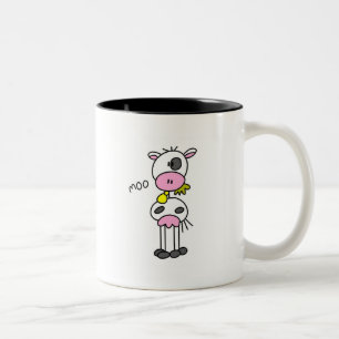 Stick Figure Cow Tshirts and Gifts Two-Tone Coffee Mug