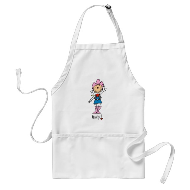 Stick Figure Cowgirl in Pink Hat/Boots Apron (Front)