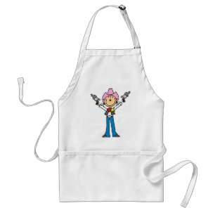 Stick Figure Cowgirl Sheriff Apron