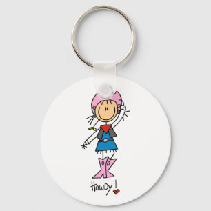 Stick Figure Cowgirl T-shirts and Gifts Key Ring