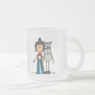 Stick Figure Cowgirl with Horse Tshirts Frosted Glass Coffee Mug