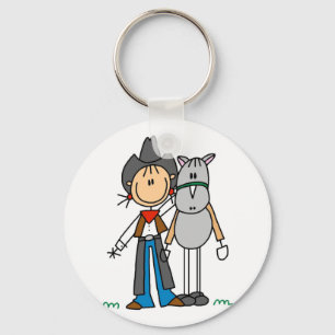 Stick Figure Cowgirl with Horse Tshirts Key Ring