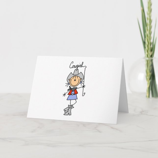 Stick Figure Cowgirl with Lasso Card (Front)