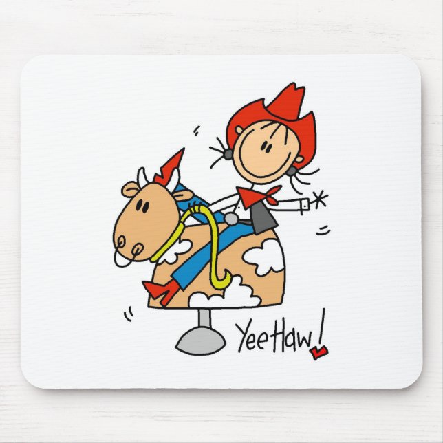 Stick Figure Cowgirl Yee Haw Mousepad (Front)