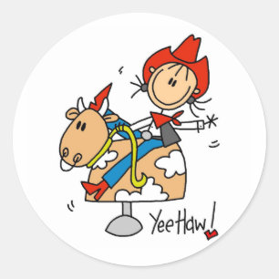 Stick Figure Cowgirl Yee Haw T-shirts and Gifts Classic Round Sticker