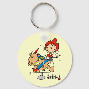 Stick Figure Cowgirl Yee Haw Tshirts and Gifts Key Ring