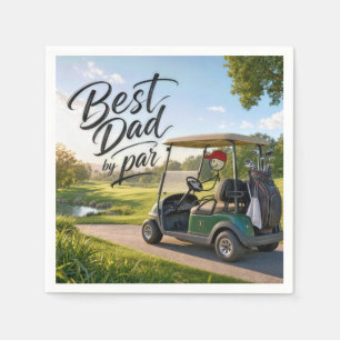 Stick Figure Dad Golfer in a Golf Cart Napkin
