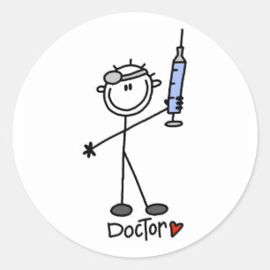 Stick Figure Doctor Classic Round Sticker