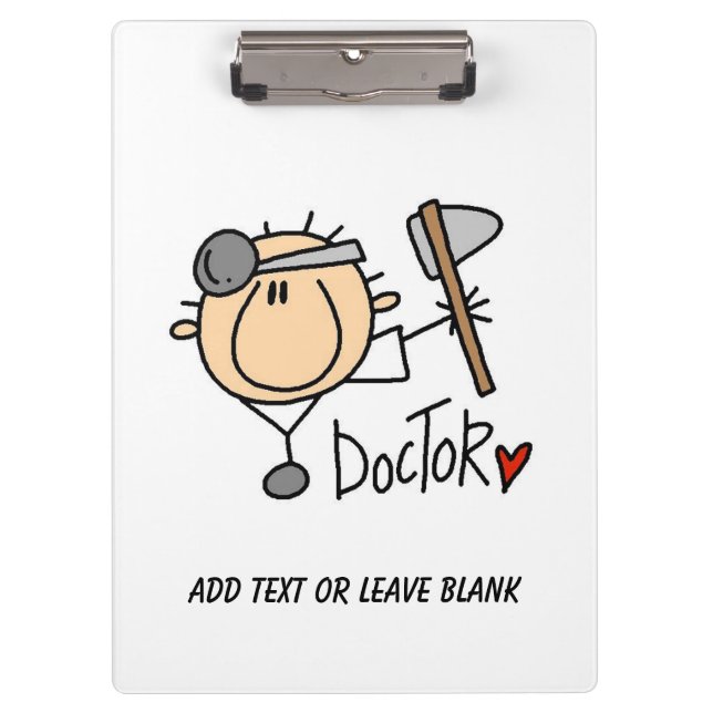 Stick Figure Doctor With Reflex Hammer Clipboard (Front)