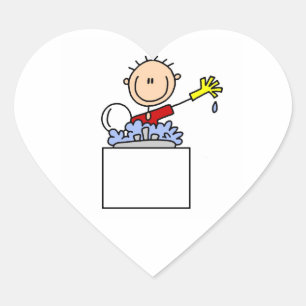 Stick Figure Doing Dishes Heart Sticker