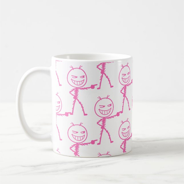 Stick Figure Doodle Seamless Pattern - Funny Coffee Mug (Left)