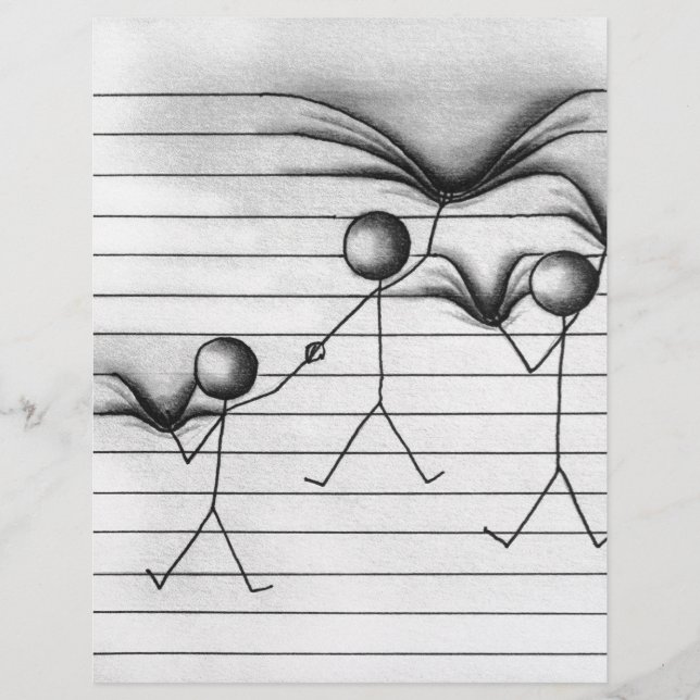 Stick Figure Drawing of Hanging on Lines (Front)