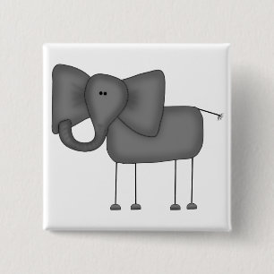 Stick Figure Elephant Tshirts and Gifts 15 Cm Square Badge