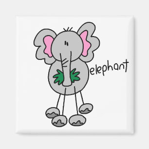 Stick Figure Elephant Tshirts and Gifts Magnet