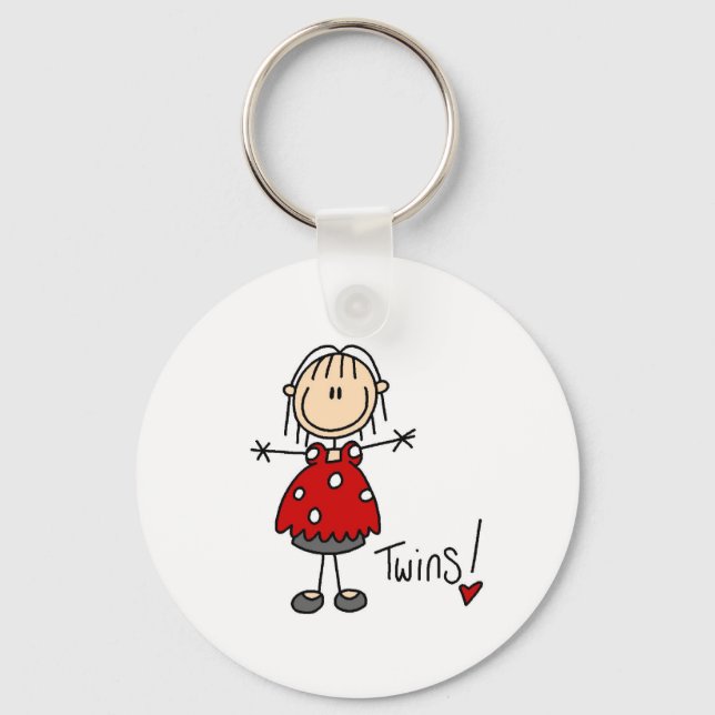 Stick Figure Expecting Twins Key Ring (Front)