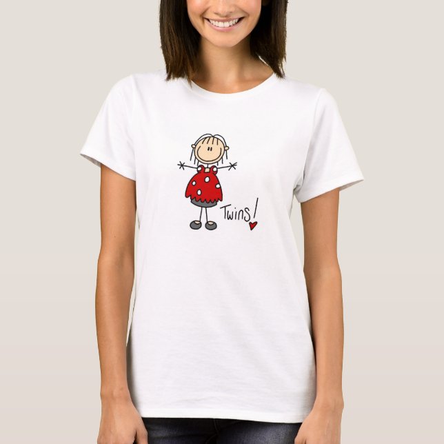 Stick Figure Expecting Twins T-Shirt (Front)