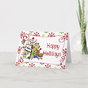 Stick Figure Family Christmas Holiday Card