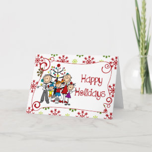 Stick Figure Family Christmas Holiday Card