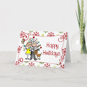 Stick Figure Family Christmas Holiday Card
