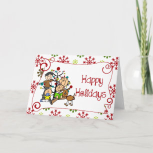 Stick Figure Family Christmas Holiday Card