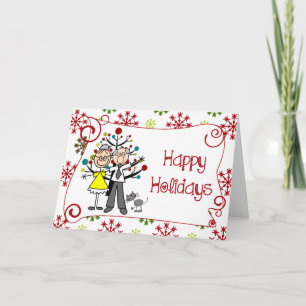 Stick Figure Family Christmas Holiday Card