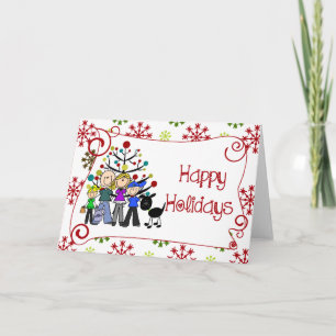 Stick Figure Family Christmas Holiday Card