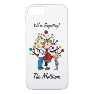 Stick Figure Family Girl Expecting Custom iPhone 7 Case-Mate iPhone Case