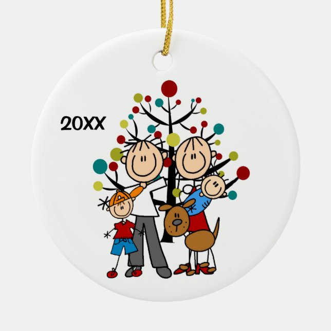 Stick Figure Family Ornament (Front)