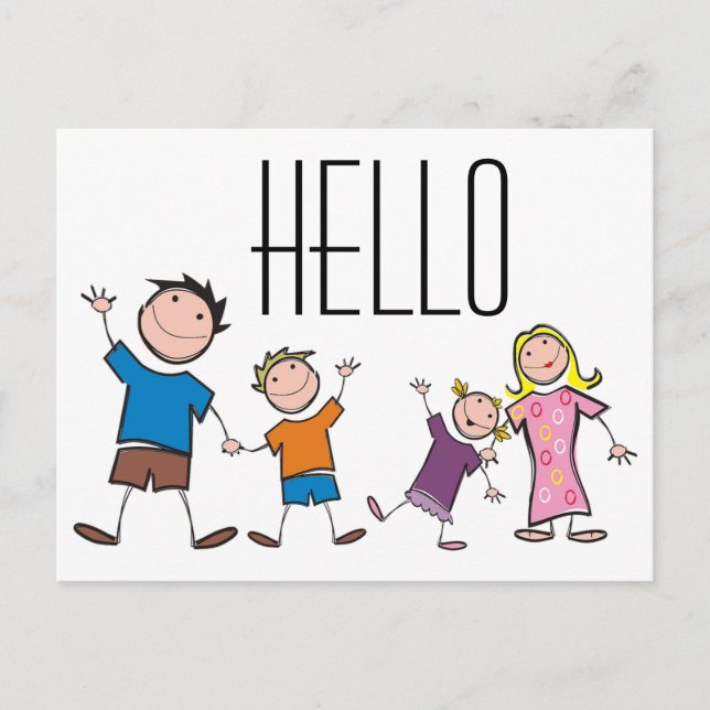 Stick Figure Family Postcard (Front)