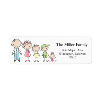 Stick Figure Family Return Address Labels