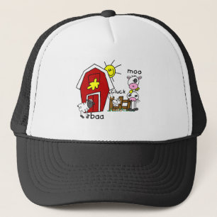 Stick Figure Farm Animals Trucker Hat
