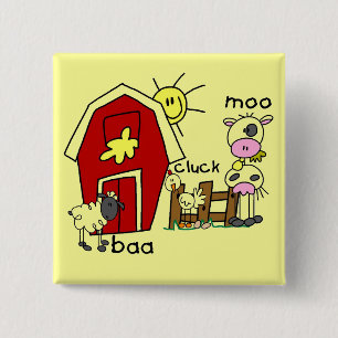 Stick Figure Farm Animals Tshirts and Gifts 15 Cm Square Badge