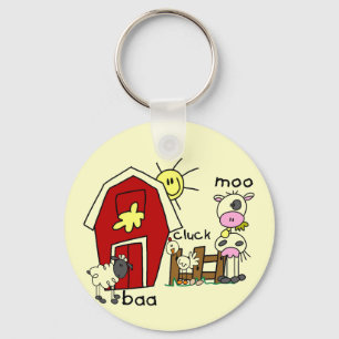 Stick Figure Farm Animals Tshirts and Gifts Key Ring