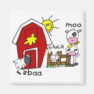 Stick Figure Farm Animals Tshirts and Gifts Magnet