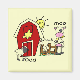 Stick Figure Farm Animals Tshirts and Gifts Magnet