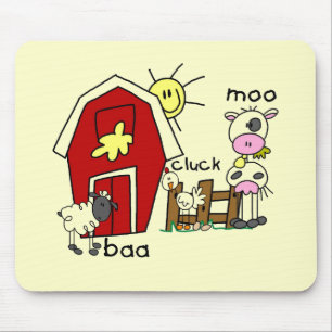 Stick Figure Farm Animals Tshirts and Gifts Mouse Pad