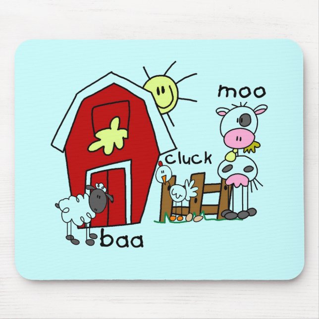 Stick Figure Farm Animals Tshirts and Gifts Mouse Pad (Front)