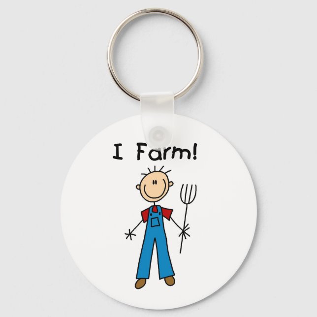 Stick Figure Farmer Key Ring (Front)