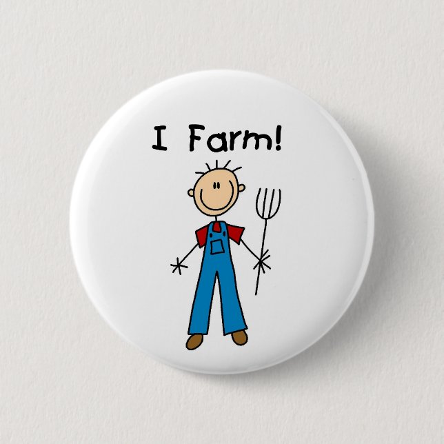Stick Figure Farmer Tshirts and Gifts 6 Cm Round Badge (Front)