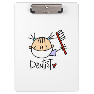 Stick Figure Female Dentist Clipboard